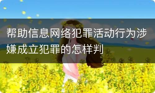 帮助信息网络犯罪活动行为涉嫌成立犯罪的怎样判