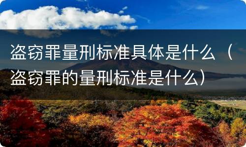 盗窃罪量刑标准具体是什么（盗窃罪的量刑标准是什么）