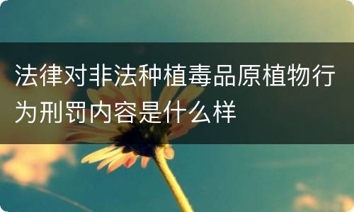 法律对非法种植毒品原植物行为刑罚内容是什么样