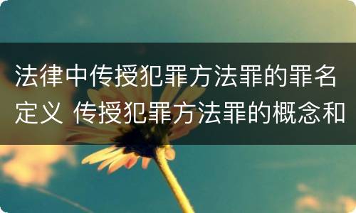 法律中传授犯罪方法罪的罪名定义 传授犯罪方法罪的概念和特征是什么?