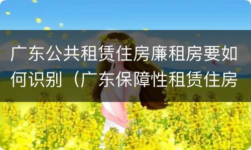 广东公共租赁住房廉租房要如何识别（广东保障性租赁住房）