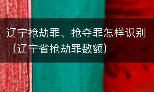 辽宁抢劫罪、抢夺罪怎样识别（辽宁省抢劫罪数额）