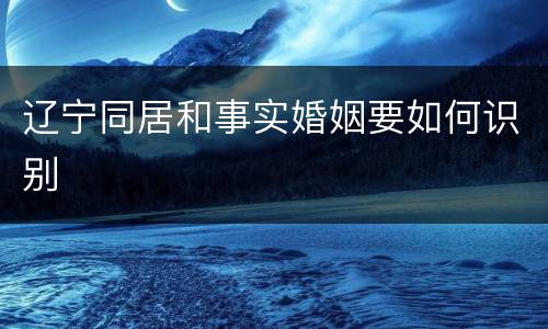 辽宁同居和事实婚姻要如何识别