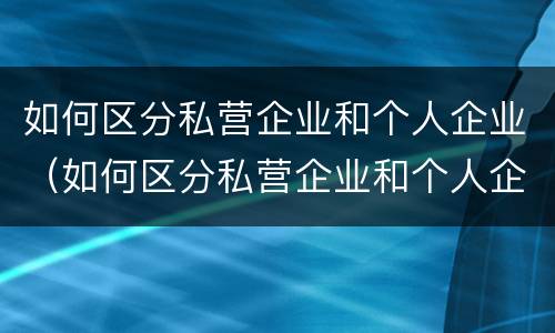 如何区分私营企业和个人企业（如何区分私营企业和个人企业呢）