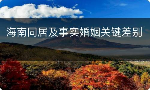 海南同居及事实婚姻关键差别