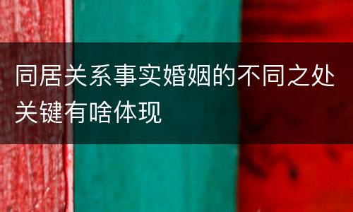 同居关系事实婚姻的不同之处关键有啥体现