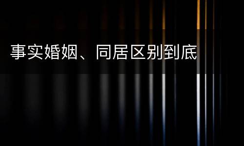 事实婚姻、同居区别到底