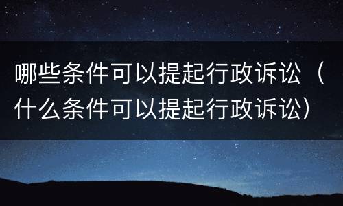哪些条件可以提起行政诉讼（什么条件可以提起行政诉讼）
