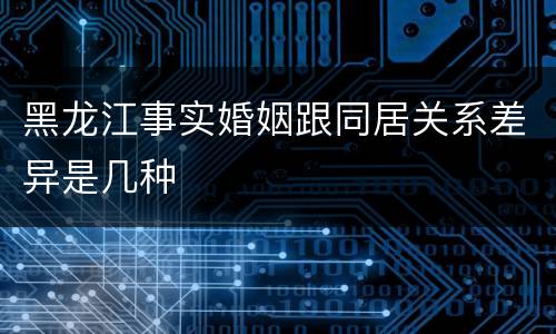 黑龙江事实婚姻跟同居关系差异是几种