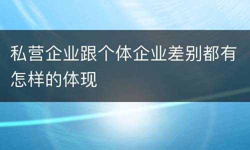 私营企业跟个体企业差别都有怎样的体现