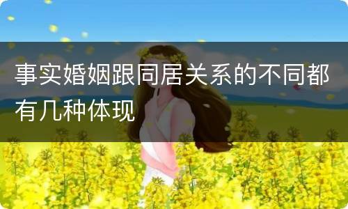 事实婚姻跟同居关系的不同都有几种体现
