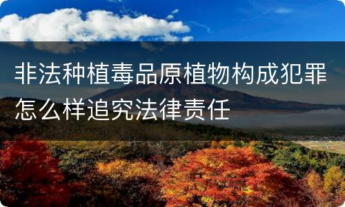 非法种植毒品原植物构成犯罪怎么样追究法律责任