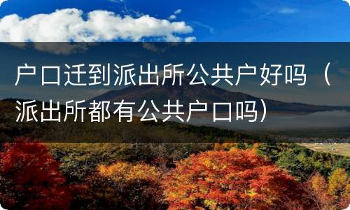 户口迁到派出所公共户好吗（派出所都有公共户口吗）