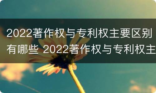 2022著作权与专利权主要区别有哪些 2022著作权与专利权主要区别有哪些呢
