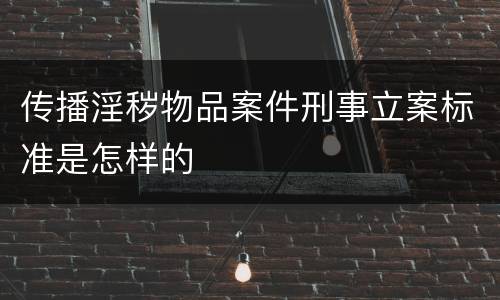 传播淫秽物品案件刑事立案标准是怎样的