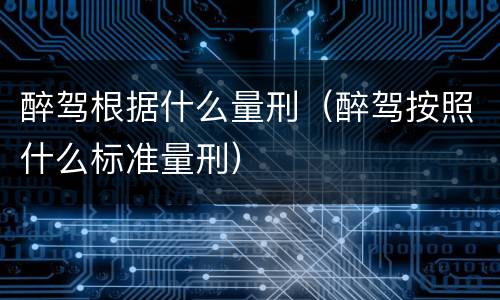 醉驾根据什么量刑（醉驾按照什么标准量刑）