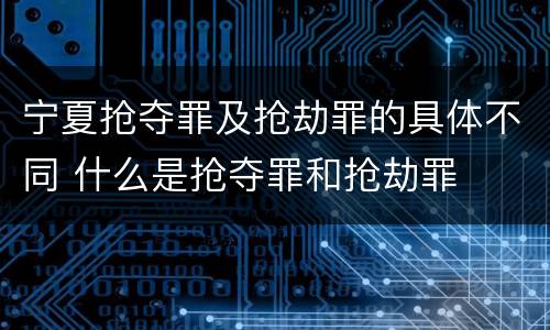 宁夏抢夺罪及抢劫罪的具体不同 什么是抢夺罪和抢劫罪