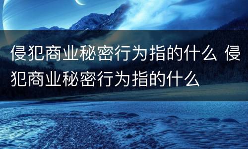 侵犯商业秘密行为指的什么 侵犯商业秘密行为指的什么