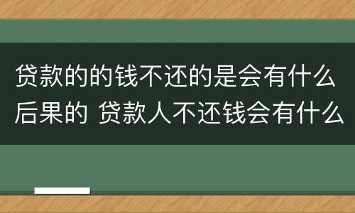 贷款的的钱不还的是会有什么后果的 贷款人不还钱会有什么后果