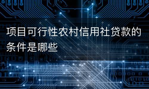 项目可行性农村信用社贷款的条件是哪些