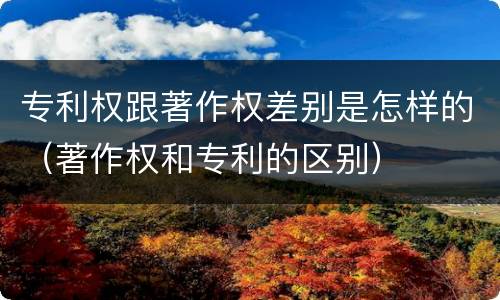 专利权跟著作权差别是怎样的（著作权和专利的区别）