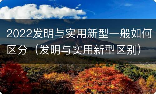 2022发明与实用新型一般如何区分（发明与实用新型区别）