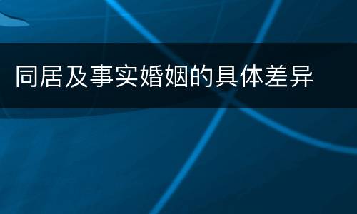 同居及事实婚姻的具体差异