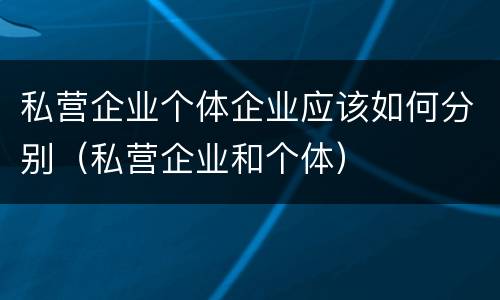 私营企业个体企业应该如何分别（私营企业和个体）