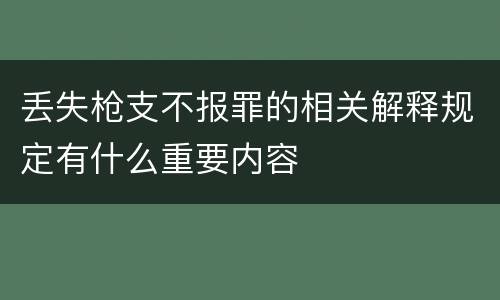 丢失枪支不报罪的相关解释规定有什么重要内容