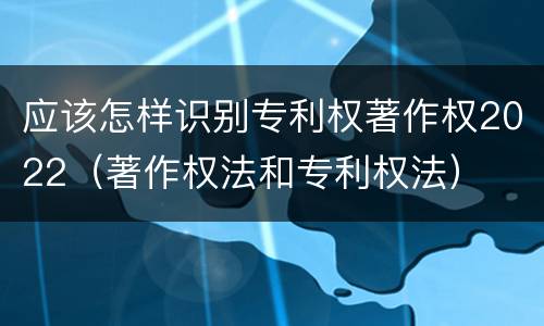 应该怎样识别专利权著作权2022（著作权法和专利权法）