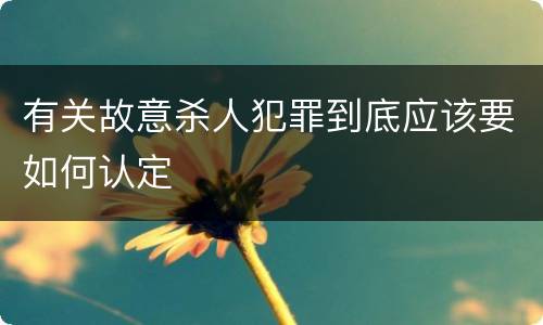 有关故意杀人犯罪到底应该要如何认定