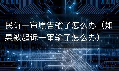民诉一审原告输了怎么办（如果被起诉一审输了怎么办）