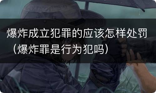 爆炸成立犯罪的应该怎样处罚（爆炸罪是行为犯吗）
