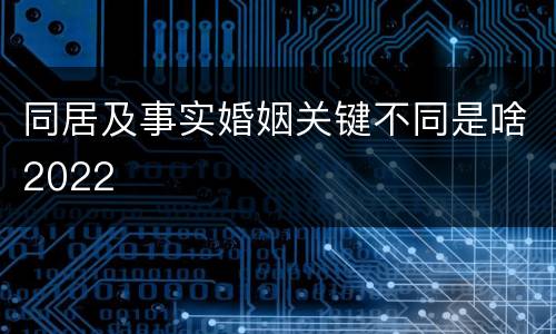 同居及事实婚姻关键不同是啥2022
