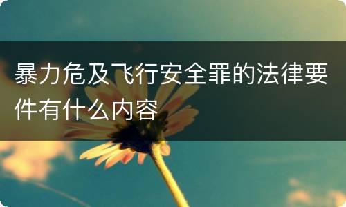 暴力危及飞行安全罪的法律要件有什么内容