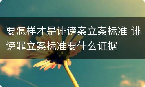 要怎样才是诽谤案立案标准 诽谤罪立案标准要什么证据