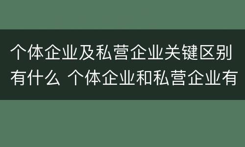 个体企业及私营企业关键区别有什么 个体企业和私营企业有什么区别和联系