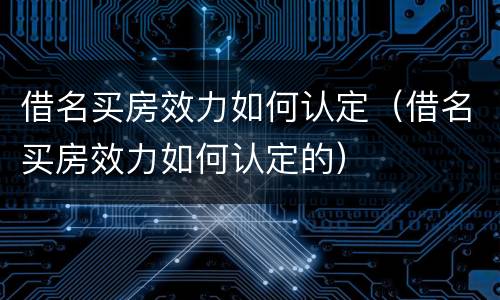 借名买房效力如何认定（借名买房效力如何认定的）