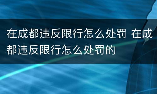 在成都违反限行怎么处罚 在成都违反限行怎么处罚的