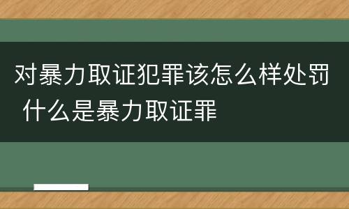 对暴力取证犯罪该怎么样处罚 什么是暴力取证罪