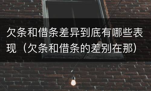 欠条和借条差异到底有哪些表现（欠条和借条的差别在那）