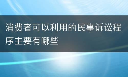 消费者可以利用的民事诉讼程序主要有哪些
