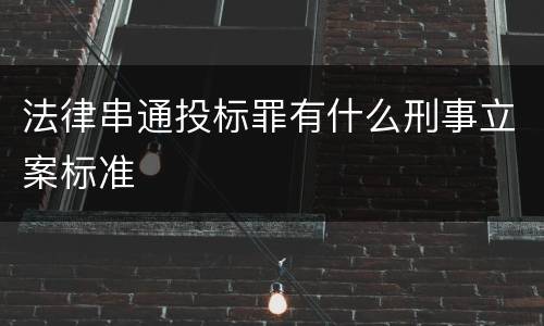 法律串通投标罪有什么刑事立案标准