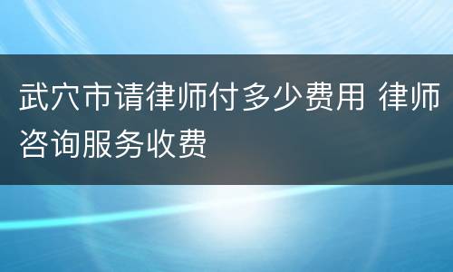 武穴市请律师付多少费用 律师咨询服务收费