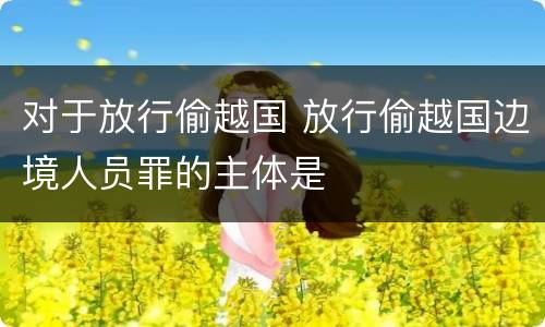 对于放行偷越国 放行偷越国边境人员罪的主体是