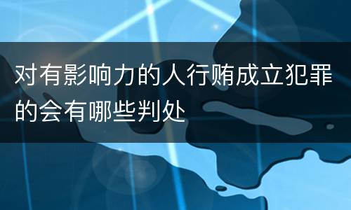 对有影响力的人行贿成立犯罪的会有哪些判处