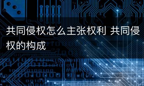 共同侵权怎么主张权利 共同侵权的构成
