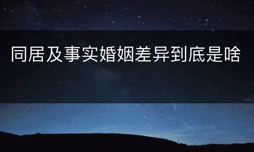 同居及事实婚姻差异到底是啥
