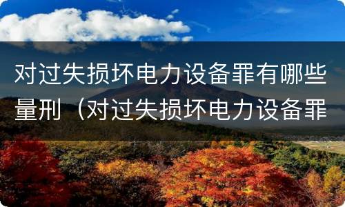 对过失损坏电力设备罪有哪些量刑（对过失损坏电力设备罪有哪些量刑标准）