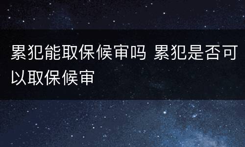 累犯能取保候审吗 累犯是否可以取保候审
